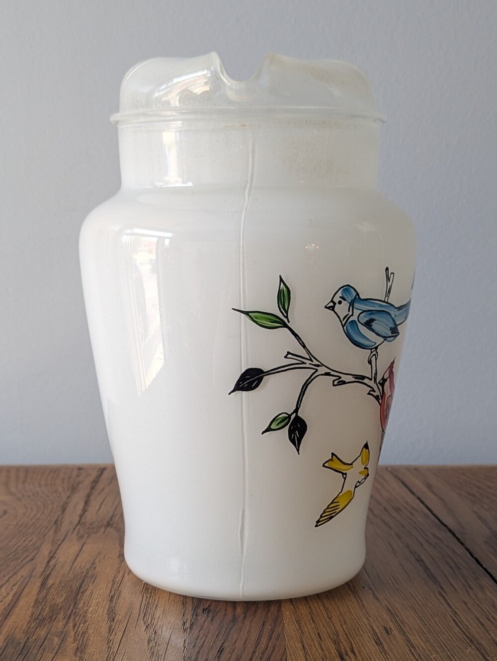 Vintage 1950s Bartlett Collins Birds Frosted Glass Pitcher - Feathered Friends - Picture 5 of 17